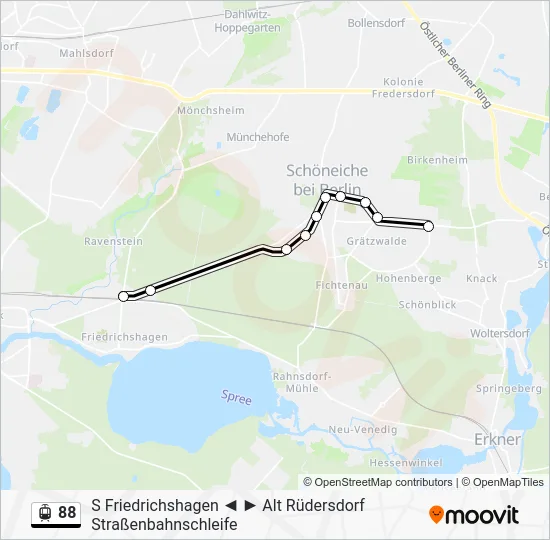 Трамвай 88: карта маршрута