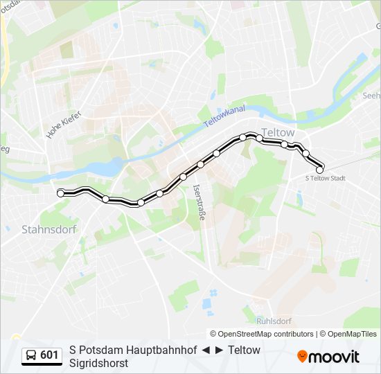 601 bus Line Map