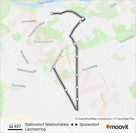 Автобус 627: карта маршрута