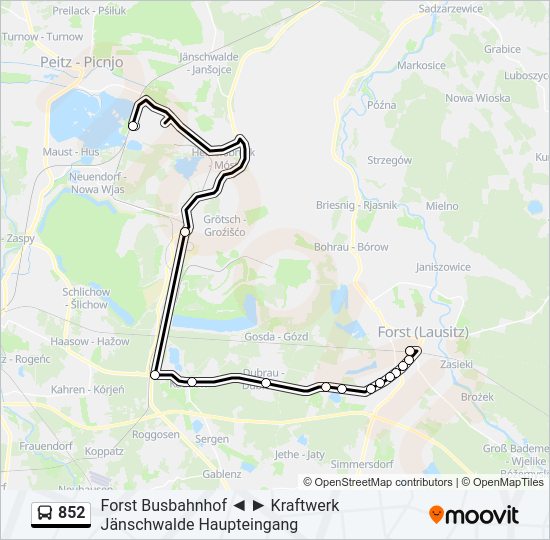 Автобус 852: карта маршрута