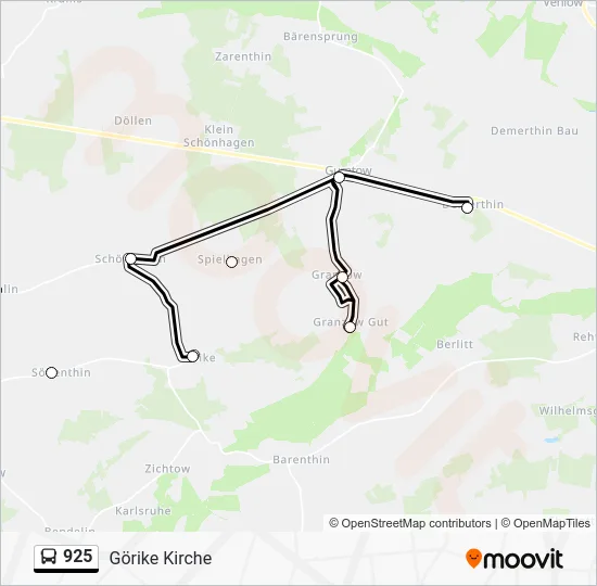 Автобус 925: карта маршрута