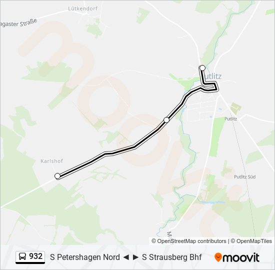 932 bus Line Map