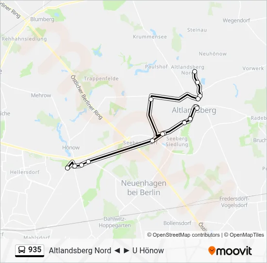 Buslinie 935 Karte