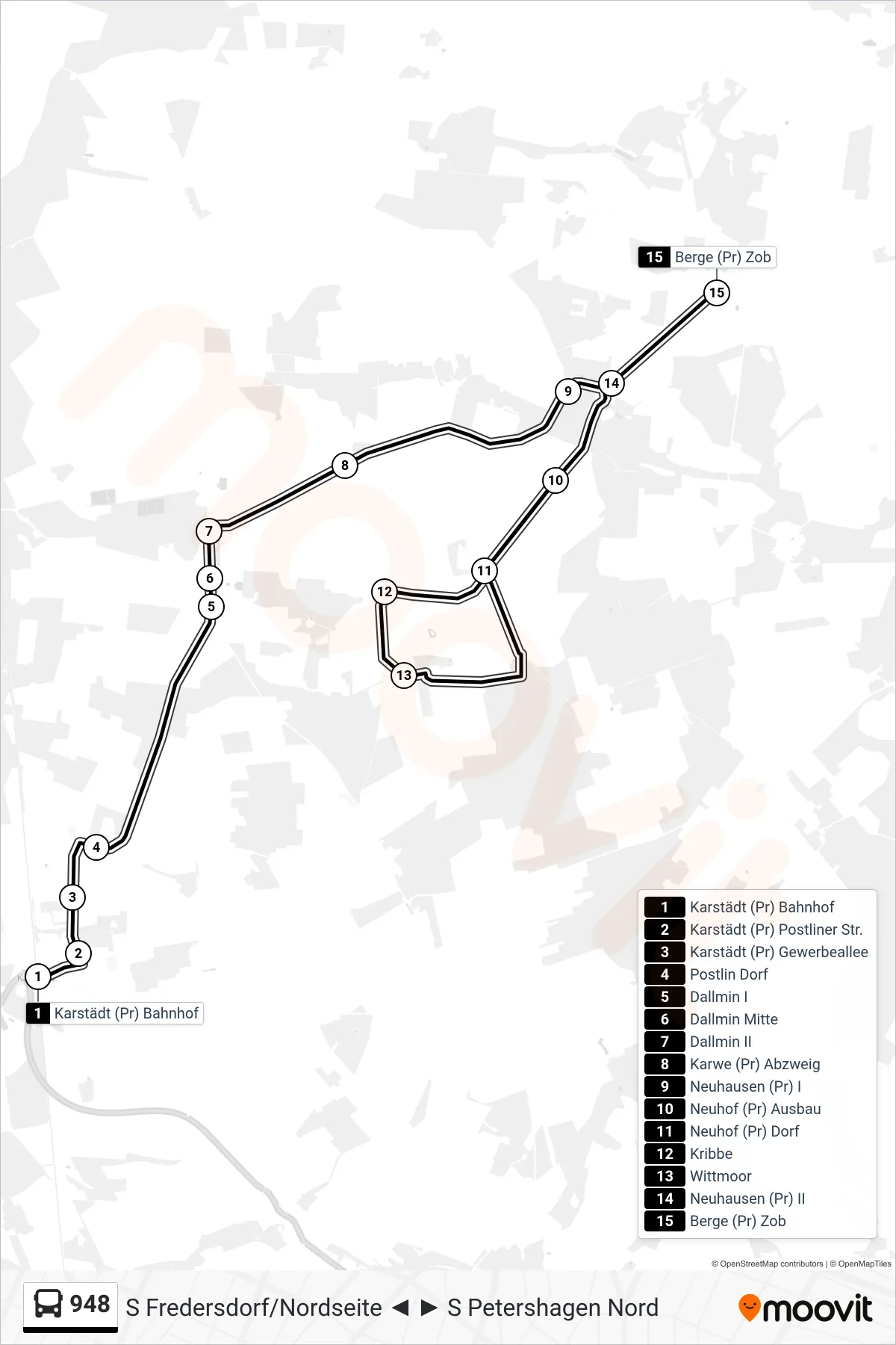 Linie 948 (Bus) Richtung Berge (Pr) Zob: Route und Haltestellen auf der Karte