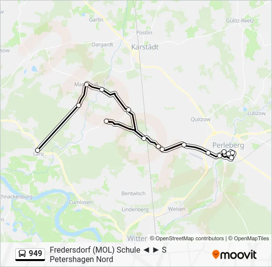 Автобус 949: карта маршрута