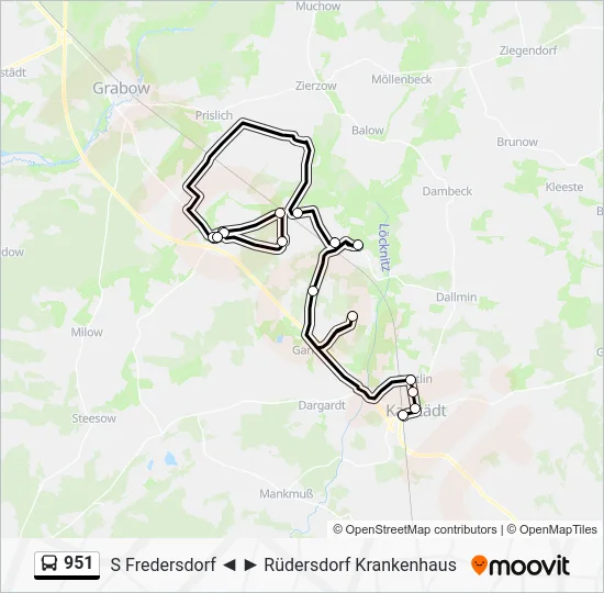Автобус 951: карта маршрута