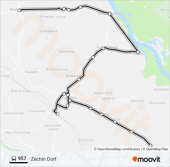 957 bus Line Map