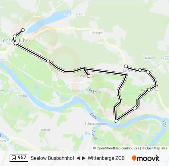 Автобус 957: карта маршрута