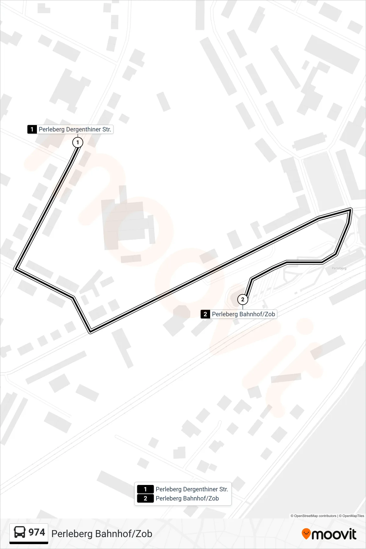 Linie 974 (Bus) Richtung Perleberg Bahnhof/Zob: Route und Haltestellen auf der Karte
