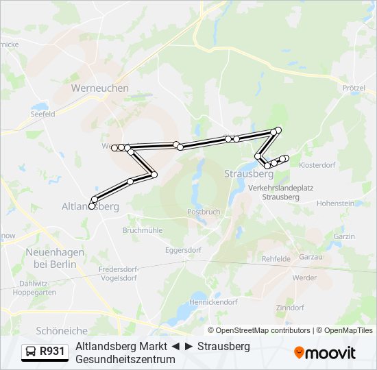 Автобус R931: карта маршрута