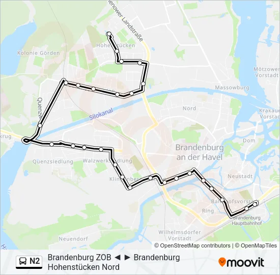 N2 Bus Line Map