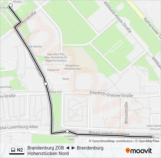 N2 Bus Line Map