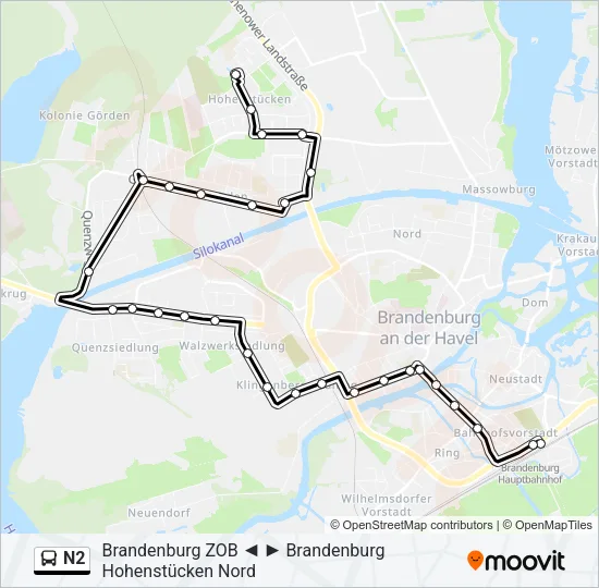 N2 Bus Line Map