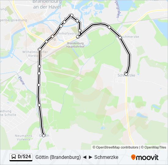 D/524 bus Line Map