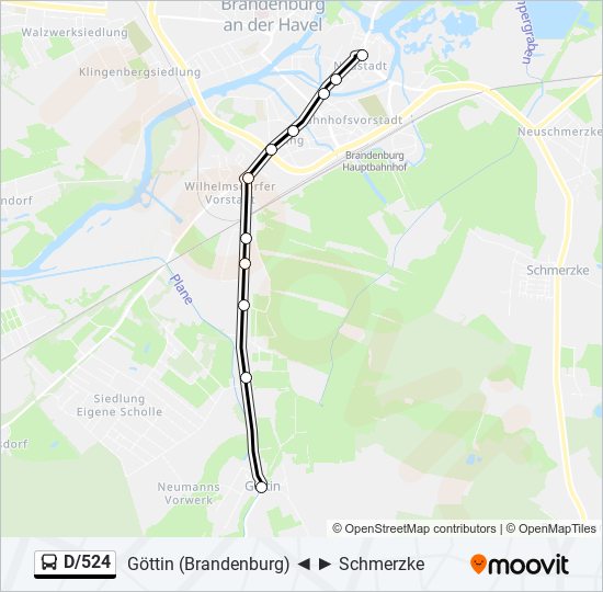 D/524 bus Line Map