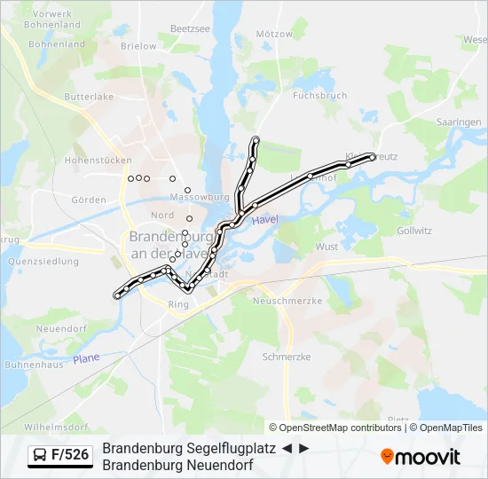 F/526 Bus Line Map
