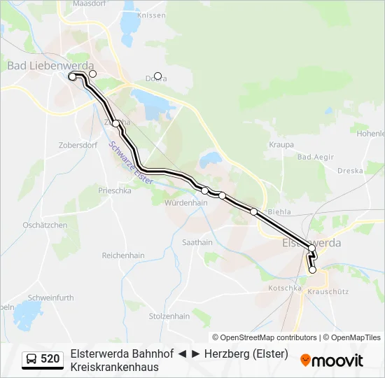 Автобус 520: карта маршрута