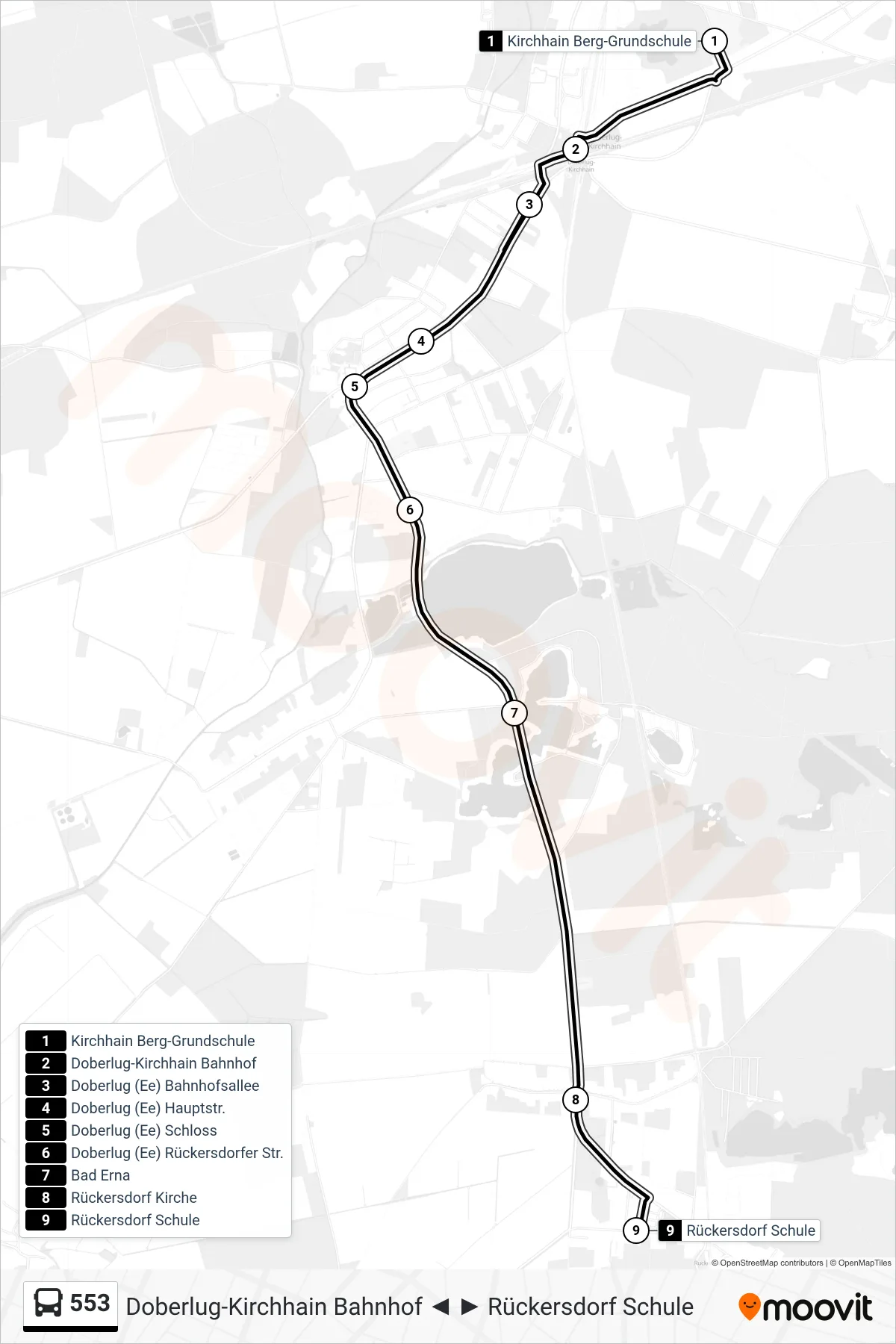 Linie 553 (Bus) Richtung Rückersdorf Schule: Route und Haltestellen auf der Karte