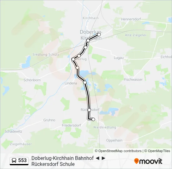 553 Bus Line Map