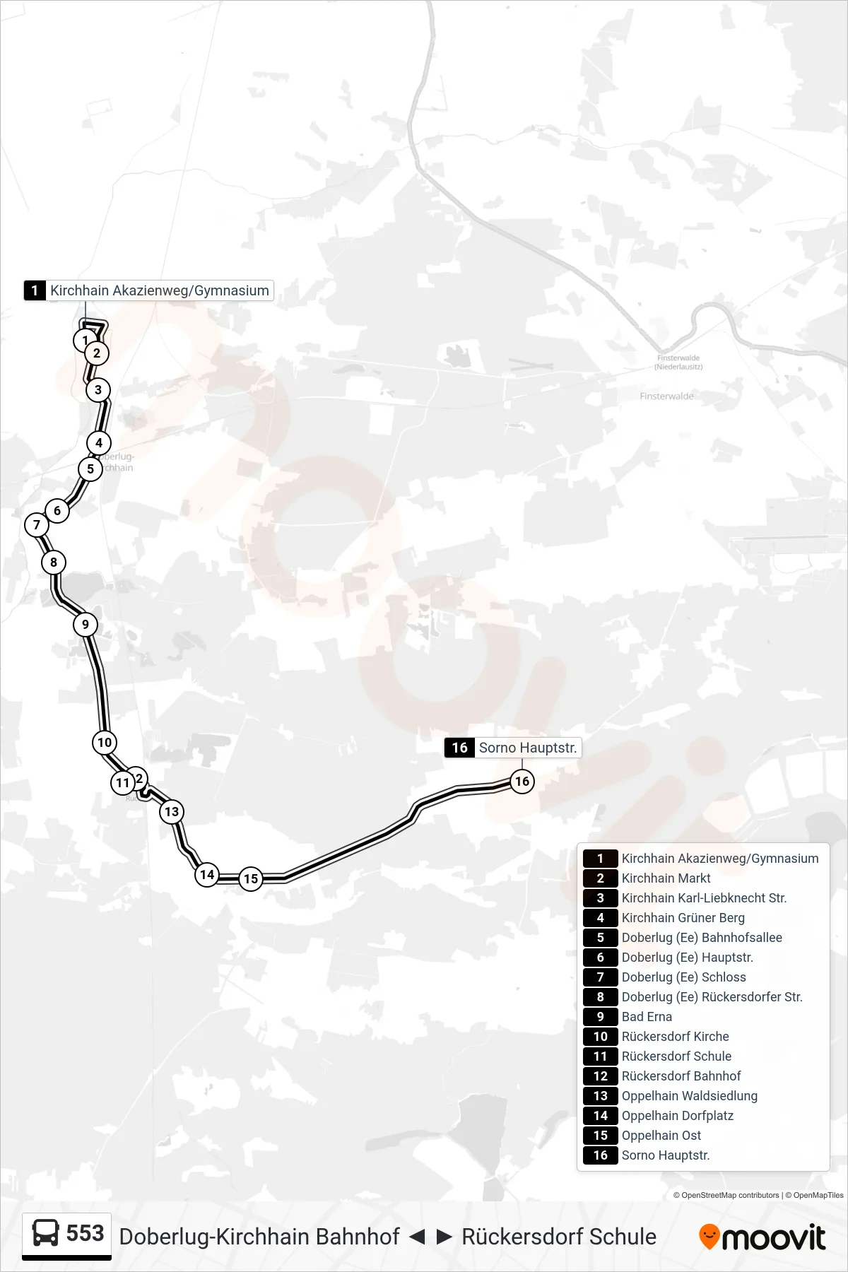 553 bus Line (Sorno Hauptstr.) route and stops on a map