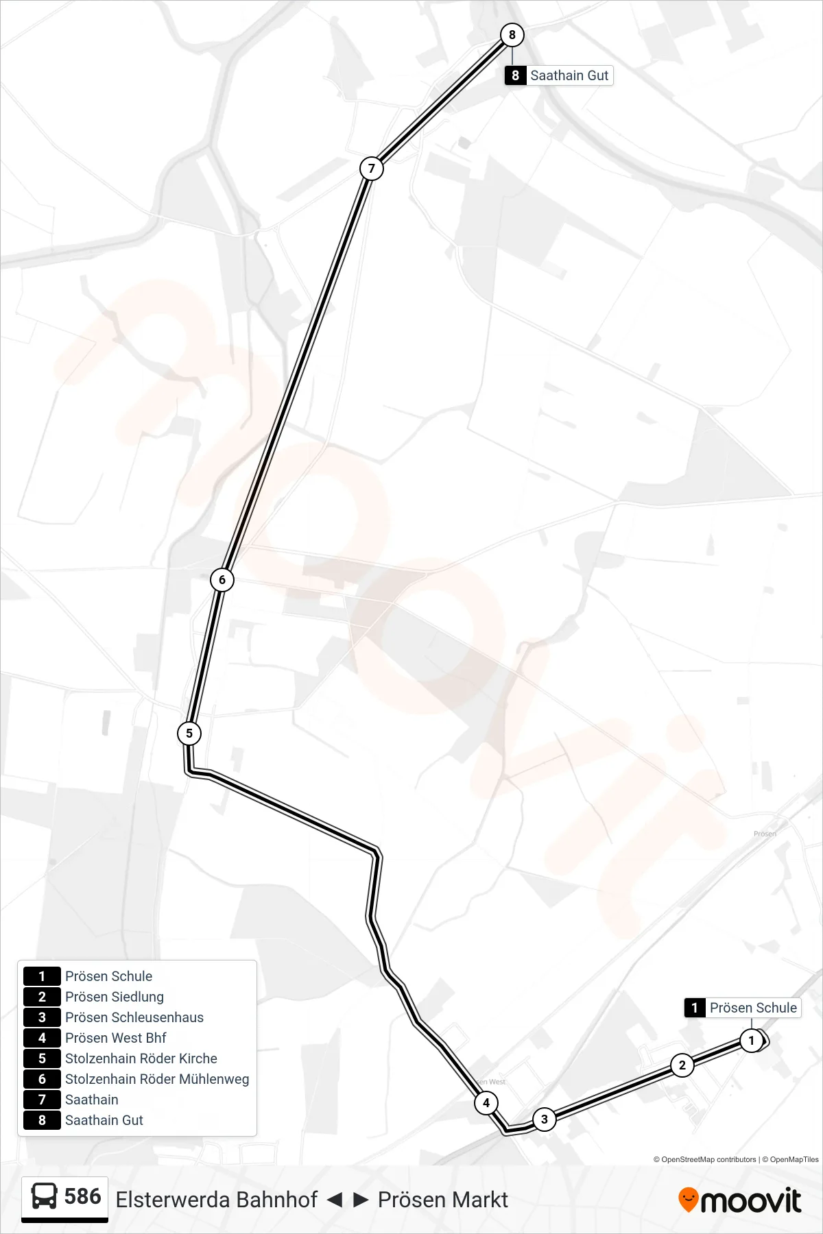Linie 586 (Bus) Richtung Saathain Gut: Route und Haltestellen auf der Karte