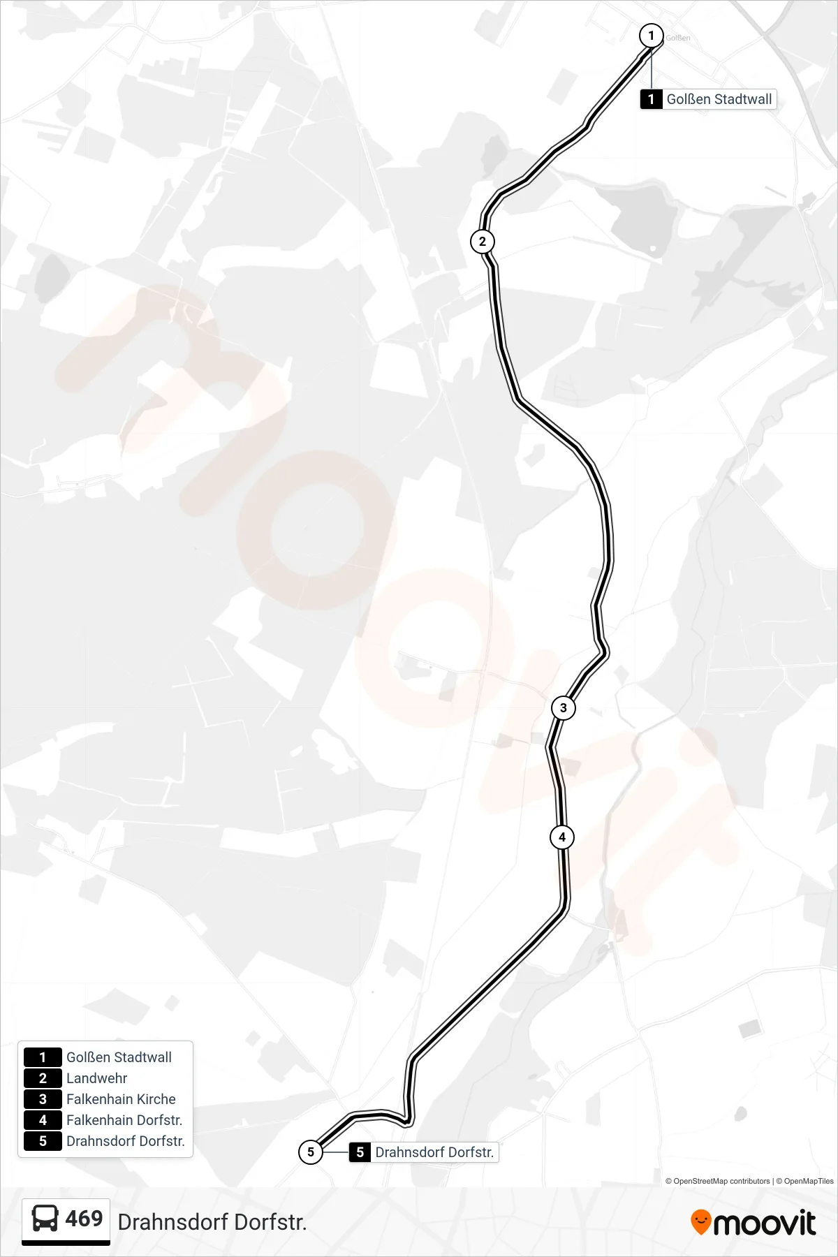 Linie 469 (Bus) Richtung Drahnsdorf Dorfstr.: Route und Haltestellen auf der Karte
