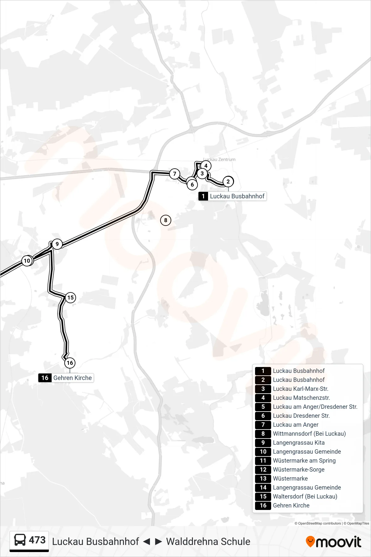 Linie 473 (Bus) Richtung Gehren Kirche: Route und Haltestellen auf der Karte