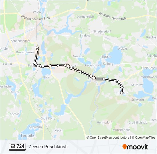 Автобус 724: карта маршрута