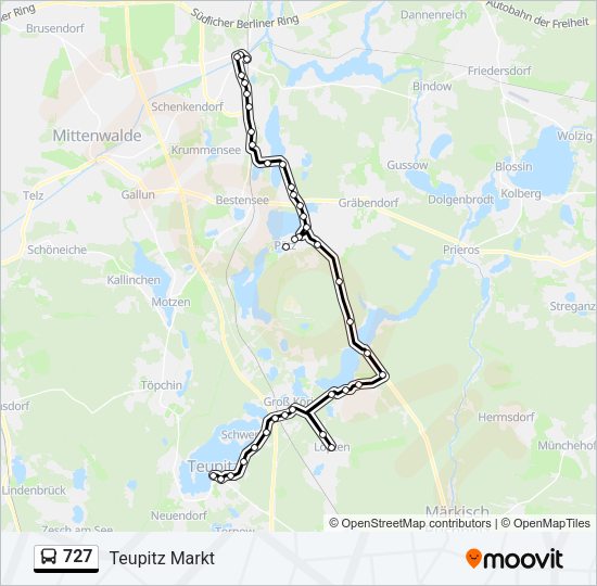 Автобус 727: карта маршрута
