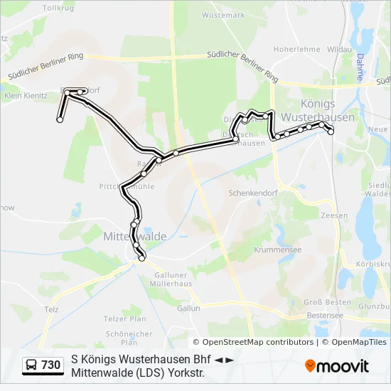 Автобус 730: карта маршрута