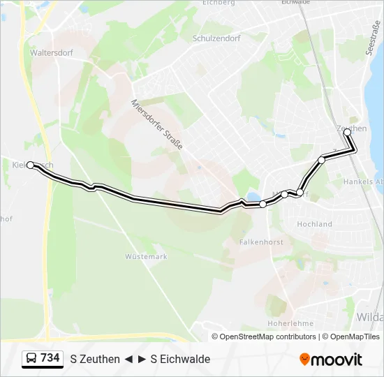734 Bus Line Map