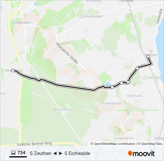 Автобус 734: карта маршрута