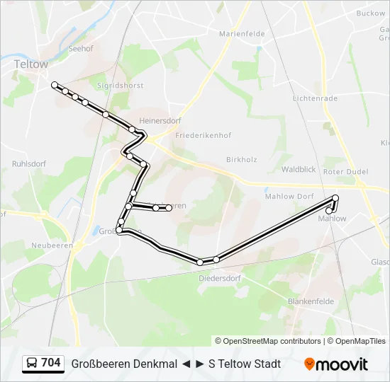 704 Bus Line Map