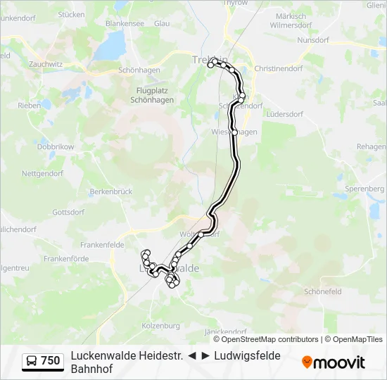 Автобус 750: карта маршрута