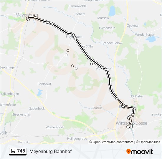 Автобус 745: карта маршрута