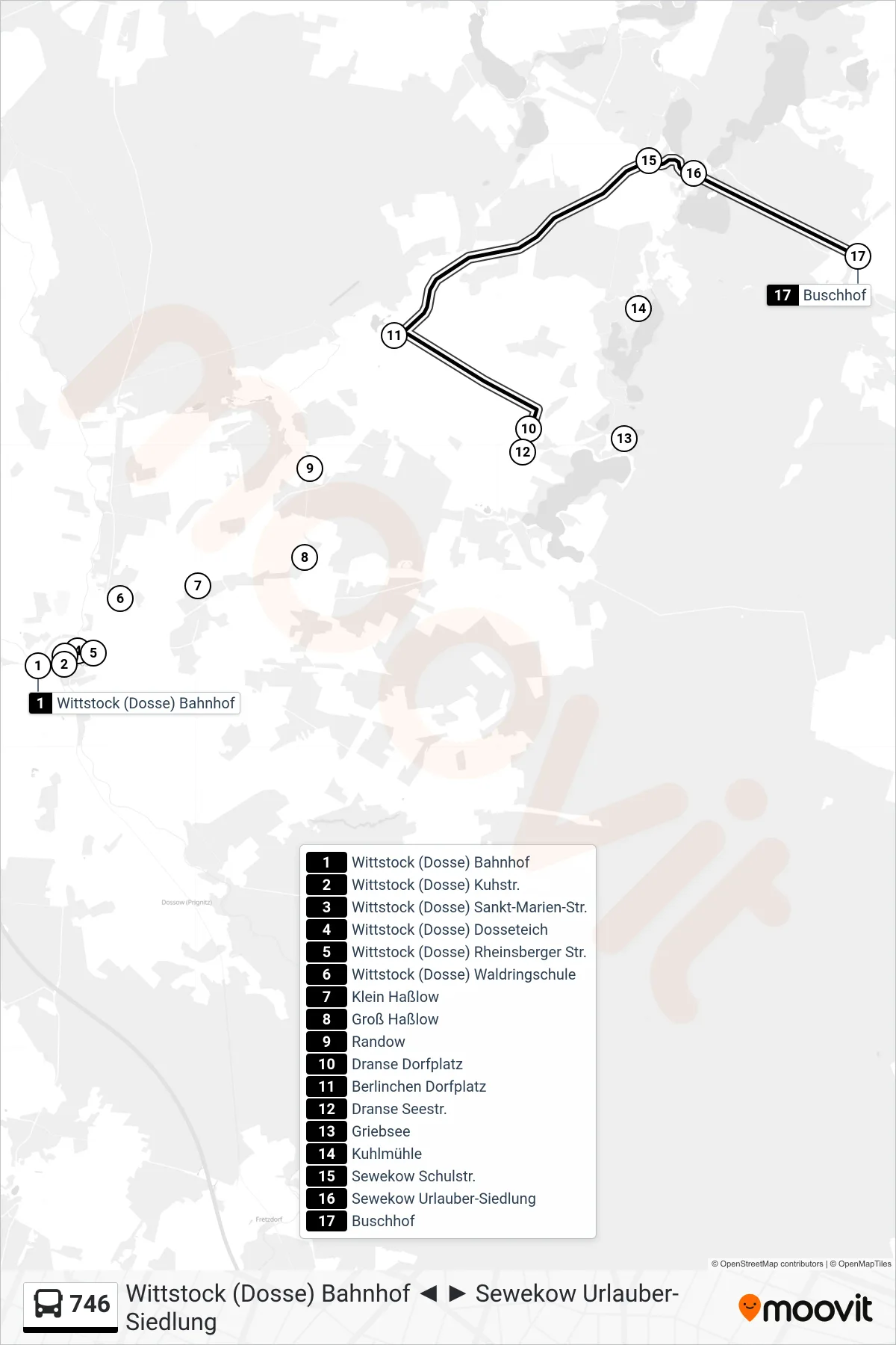 Linie 746 (Bus) Richtung Buschhof: Route und Haltestellen auf der Karte