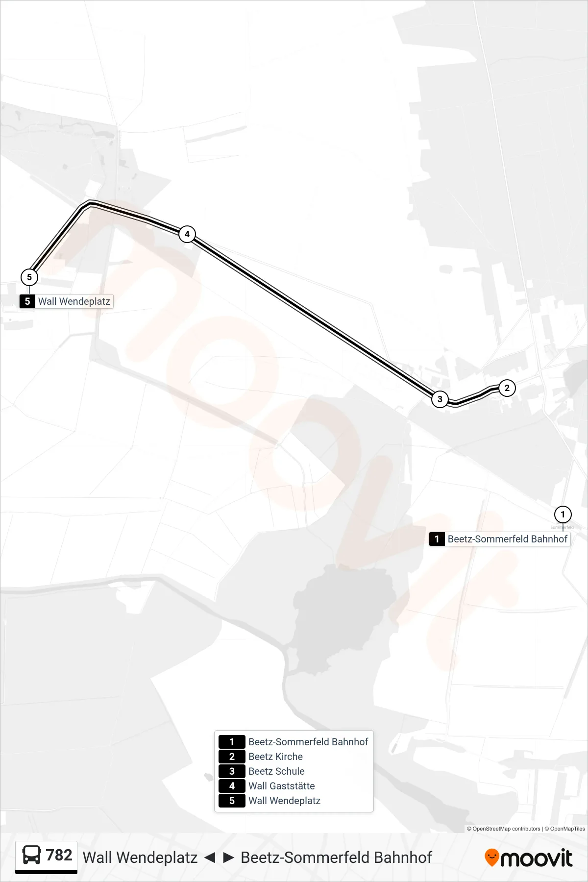 Linie 782 (Bus) Richtung Wall Wendeplatz: Route und Haltestellen auf der Karte