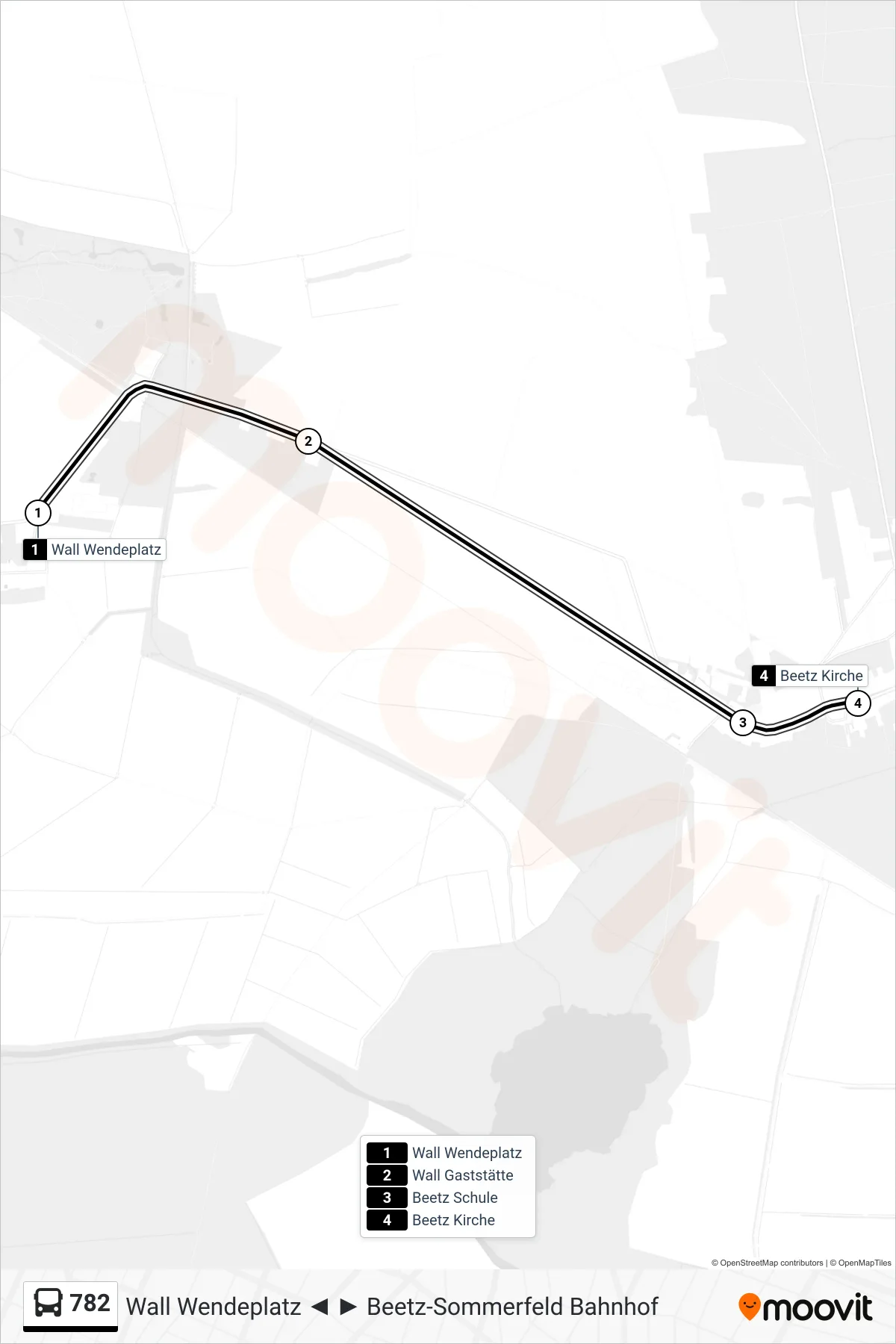 Linie 782 (Bus) Richtung Beetz Kirche: Route und Haltestellen auf der Karte