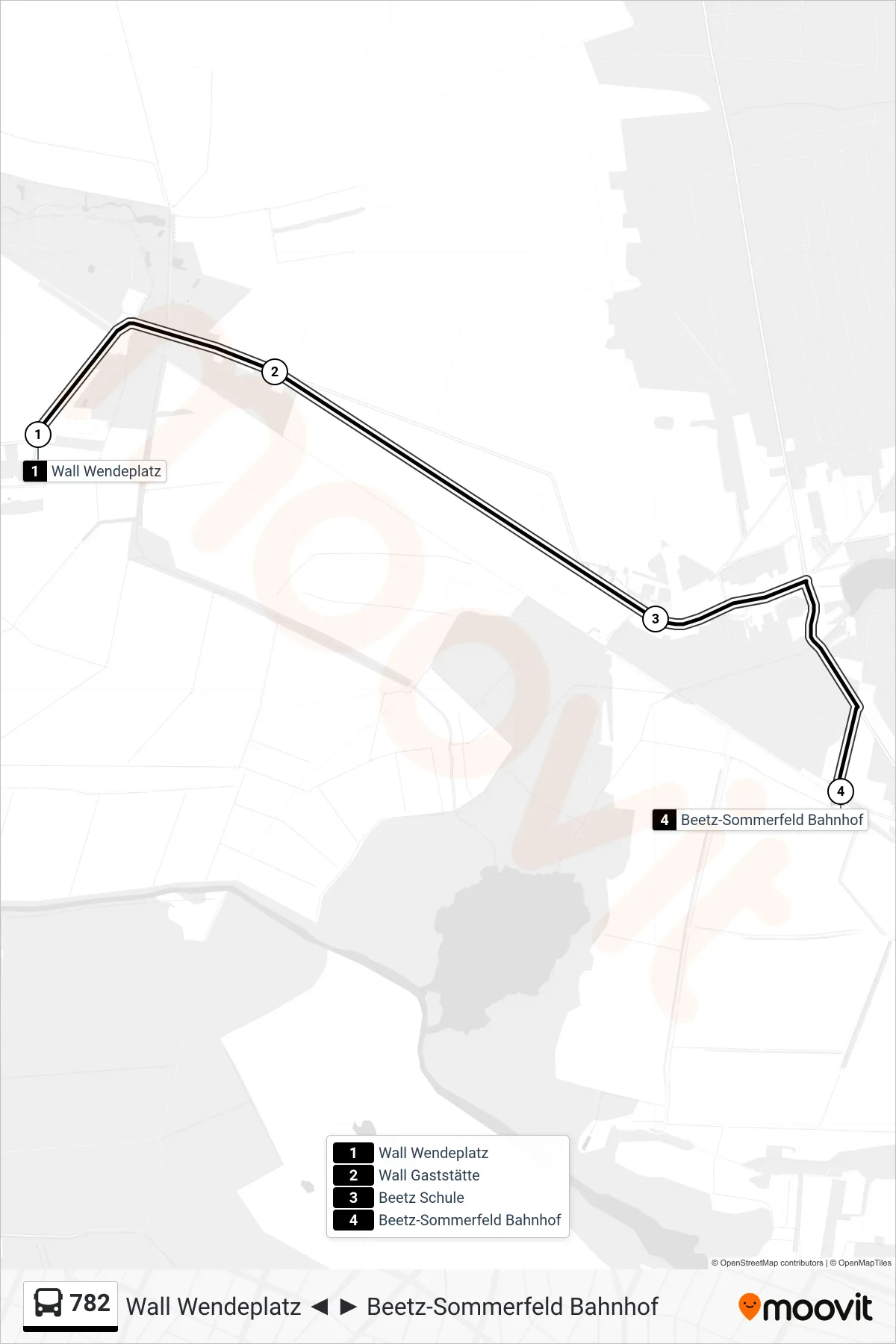 Linie 782 (Bus) Richtung Beetz-Sommerfeld Bahnhof: Route und Haltestellen auf der Karte