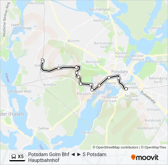 X5 Bus Line Map