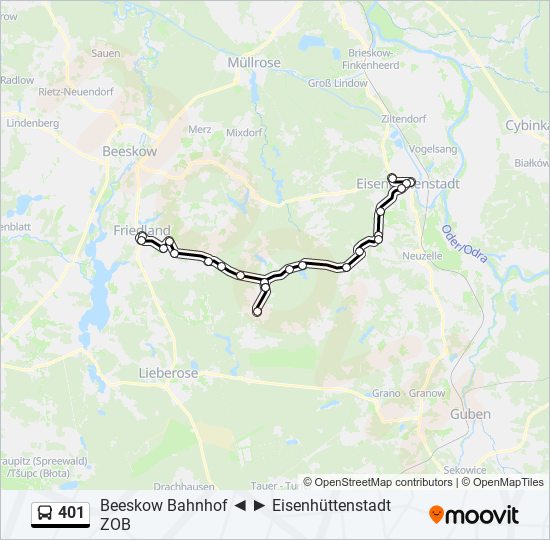 Автобус 401: карта маршрута
