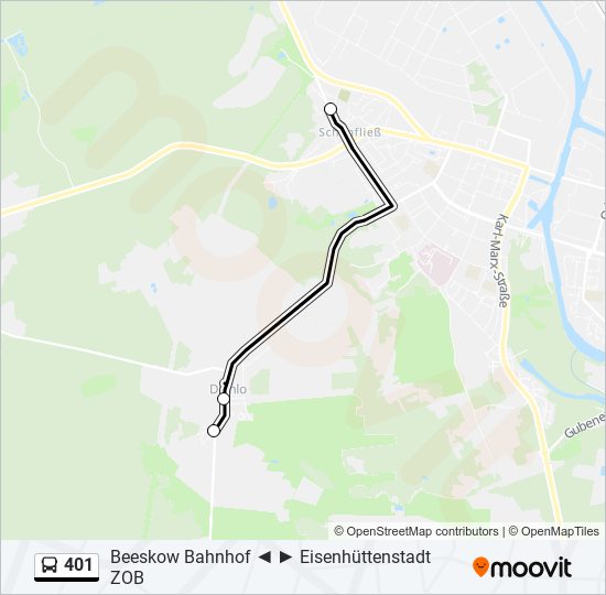 401 bus Line Map