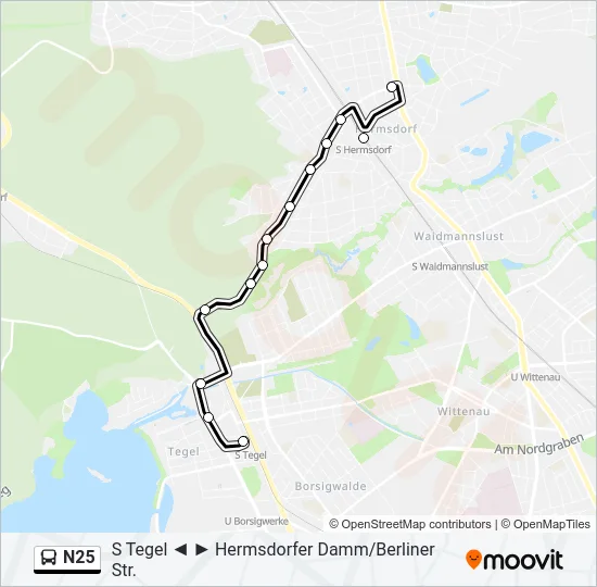N25 Bus Line Map
