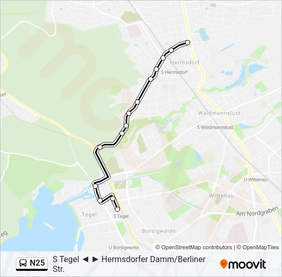 N25 Bus Line Map