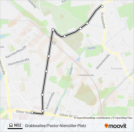 N52 Bus Line Map