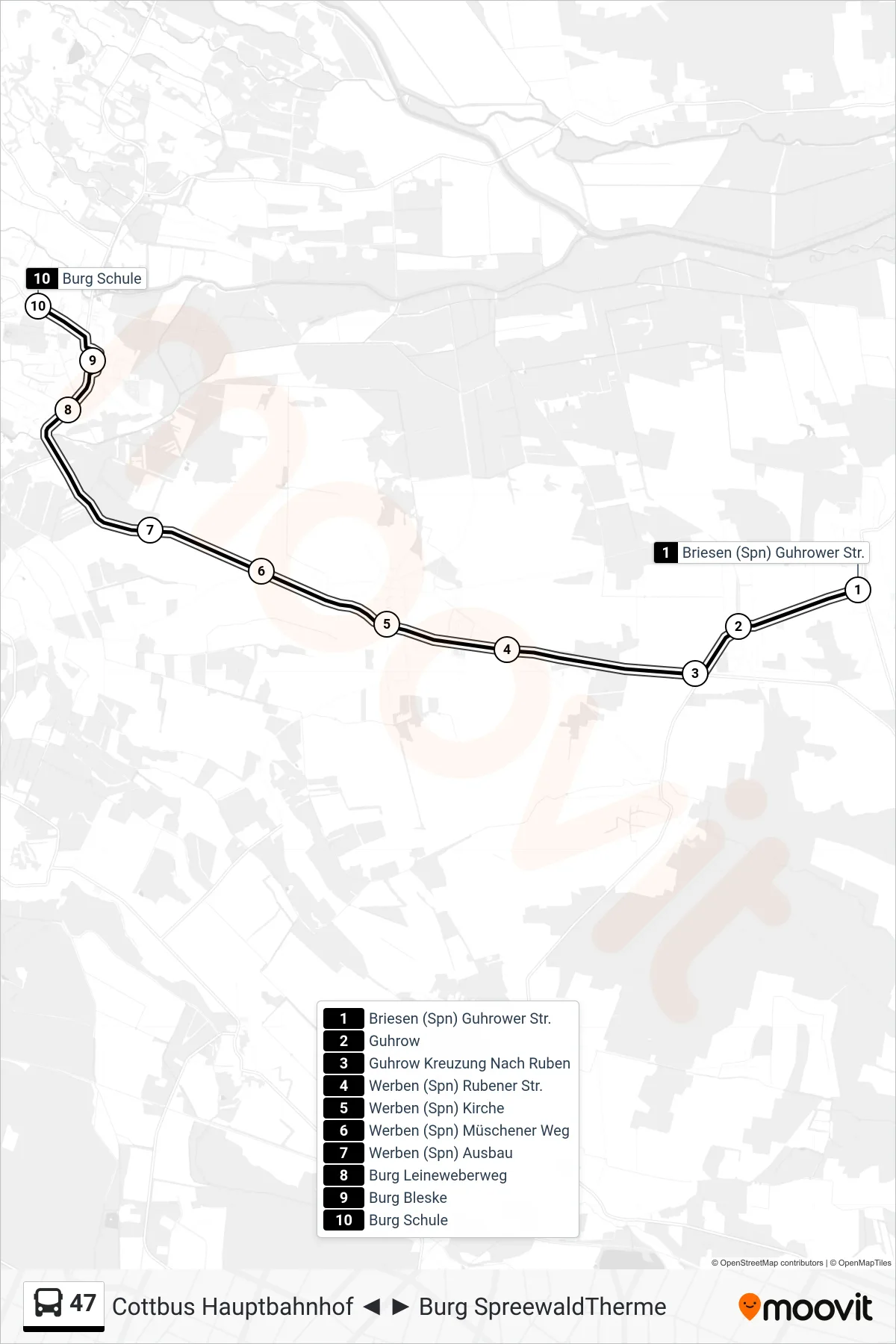 Linie 47 (Bus) Richtung Burg Schule: Route und Haltestellen auf der Karte