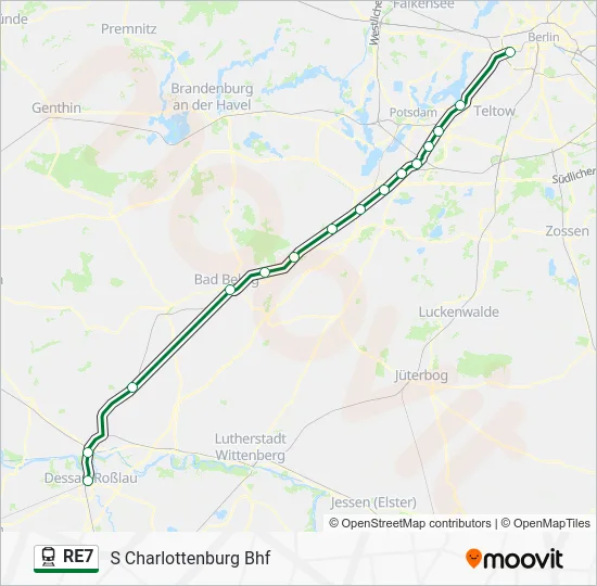 Поезд RE7: карта маршрута