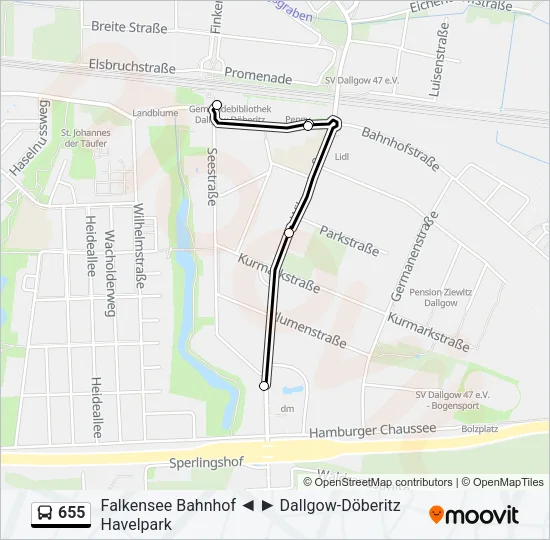 655 Bus Line Map