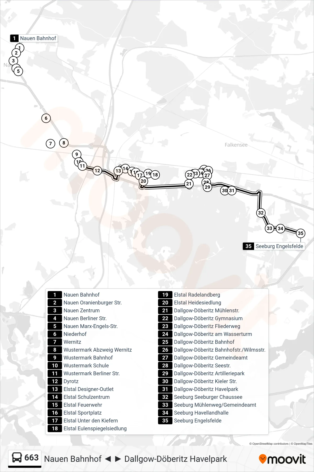 Linie 663 (Bus) Richtung Seeburg Engelsfelde: Route und Haltestellen auf der Karte