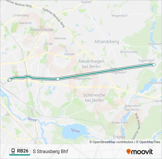 Поезд RB26: карта маршрута